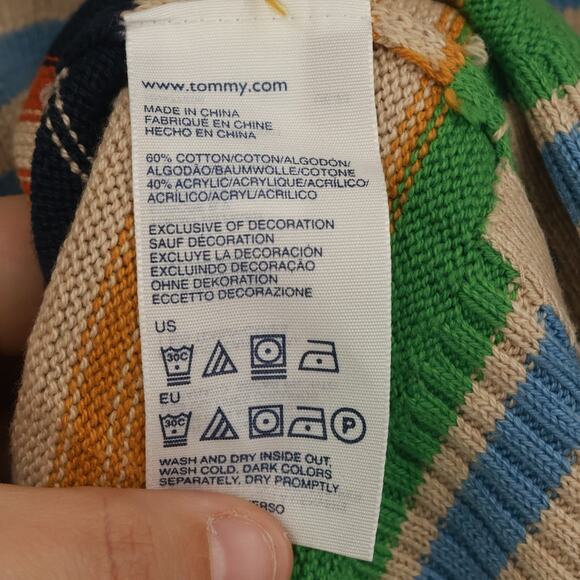 Tommy Hilfiger Women's Striped Sweater Round Neck Short Sleeve Size M Multicolor - Picture 4 of 4